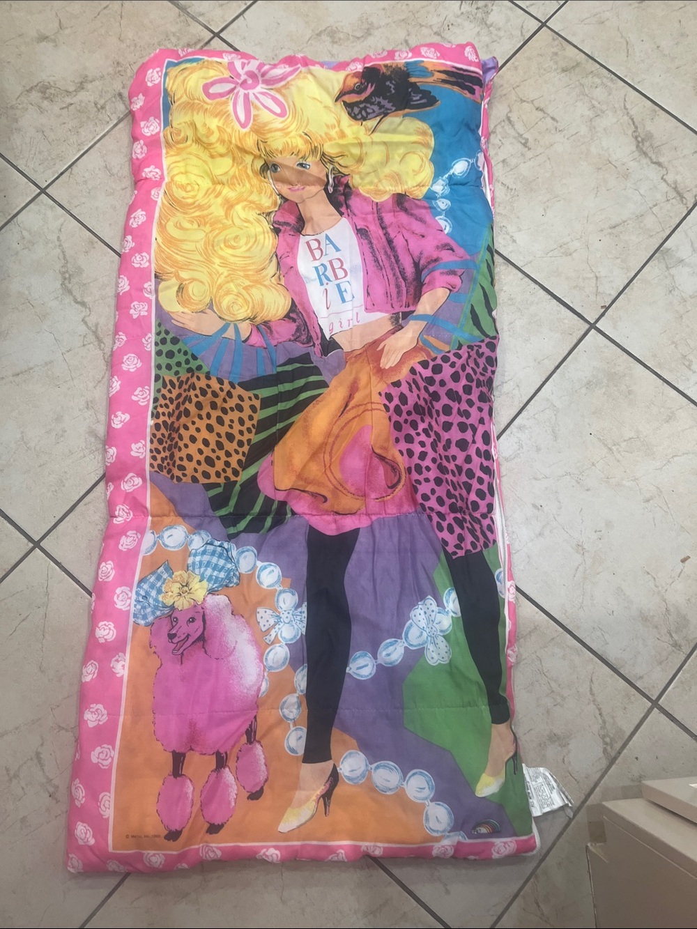 Barbie Multicolor Graphic Sleep Bag with Pink Trim